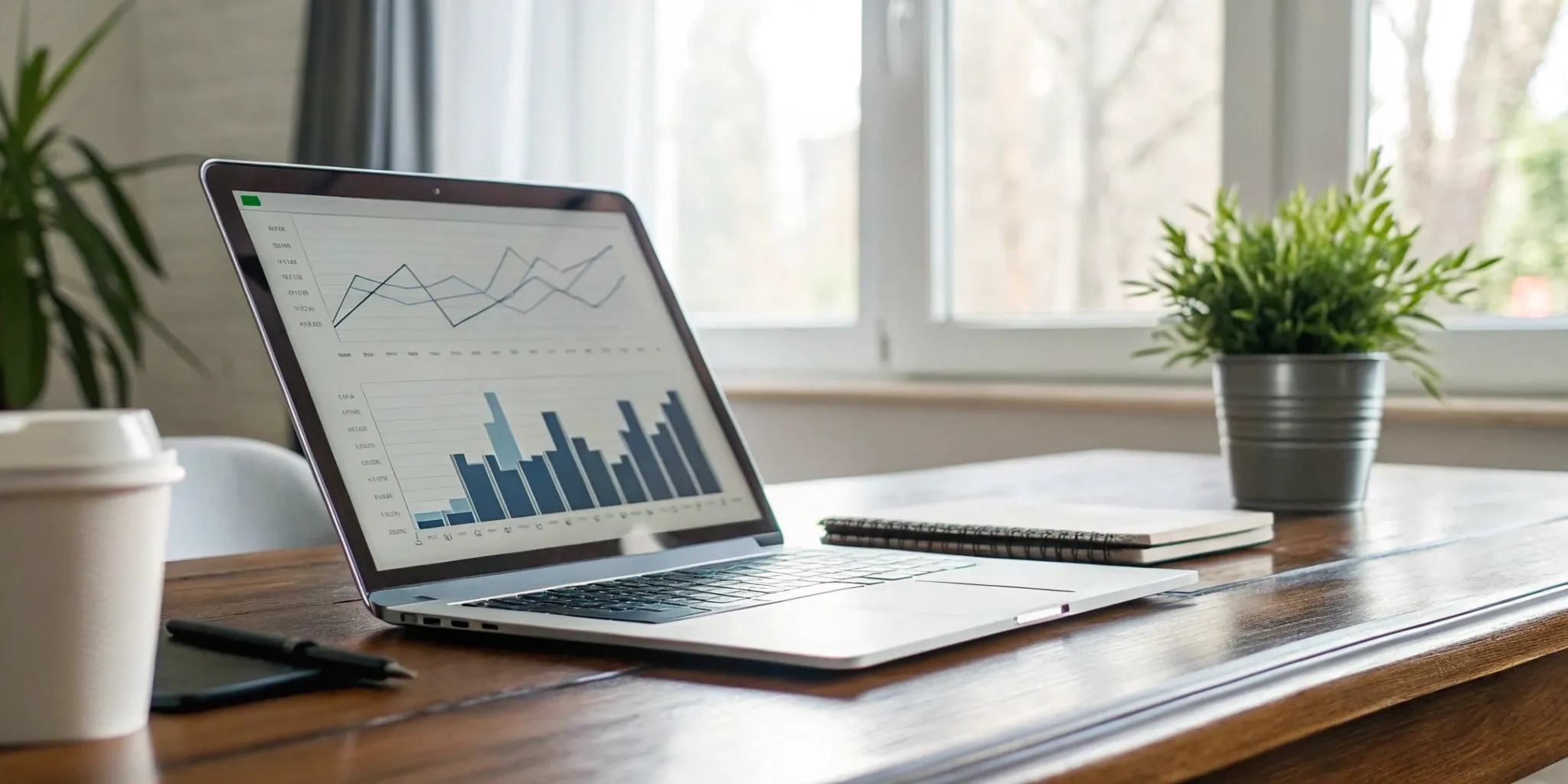A laptop displaying financial charts for software revenue recognition according to IFRS 15.