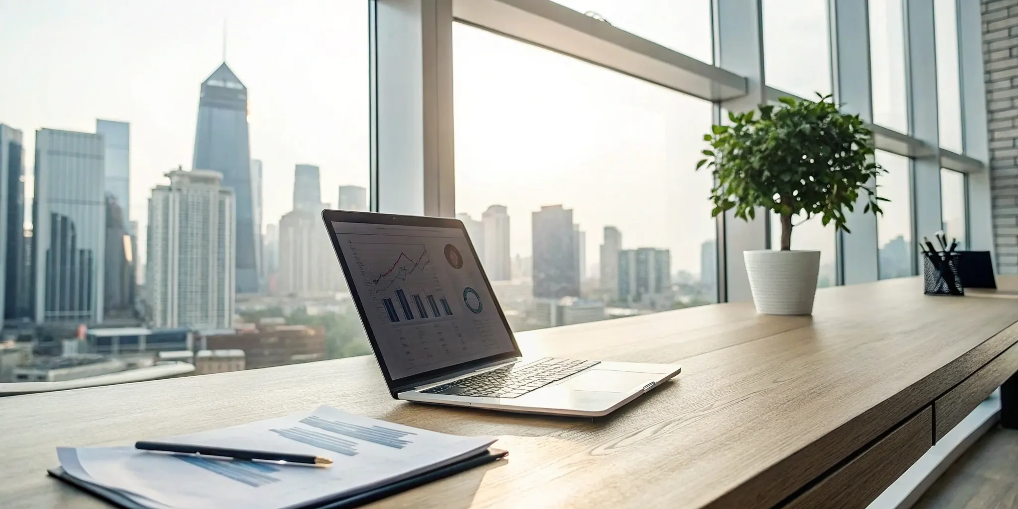 A laptop on a desk showing a compliance as a service dashboard for managing business regulations.
