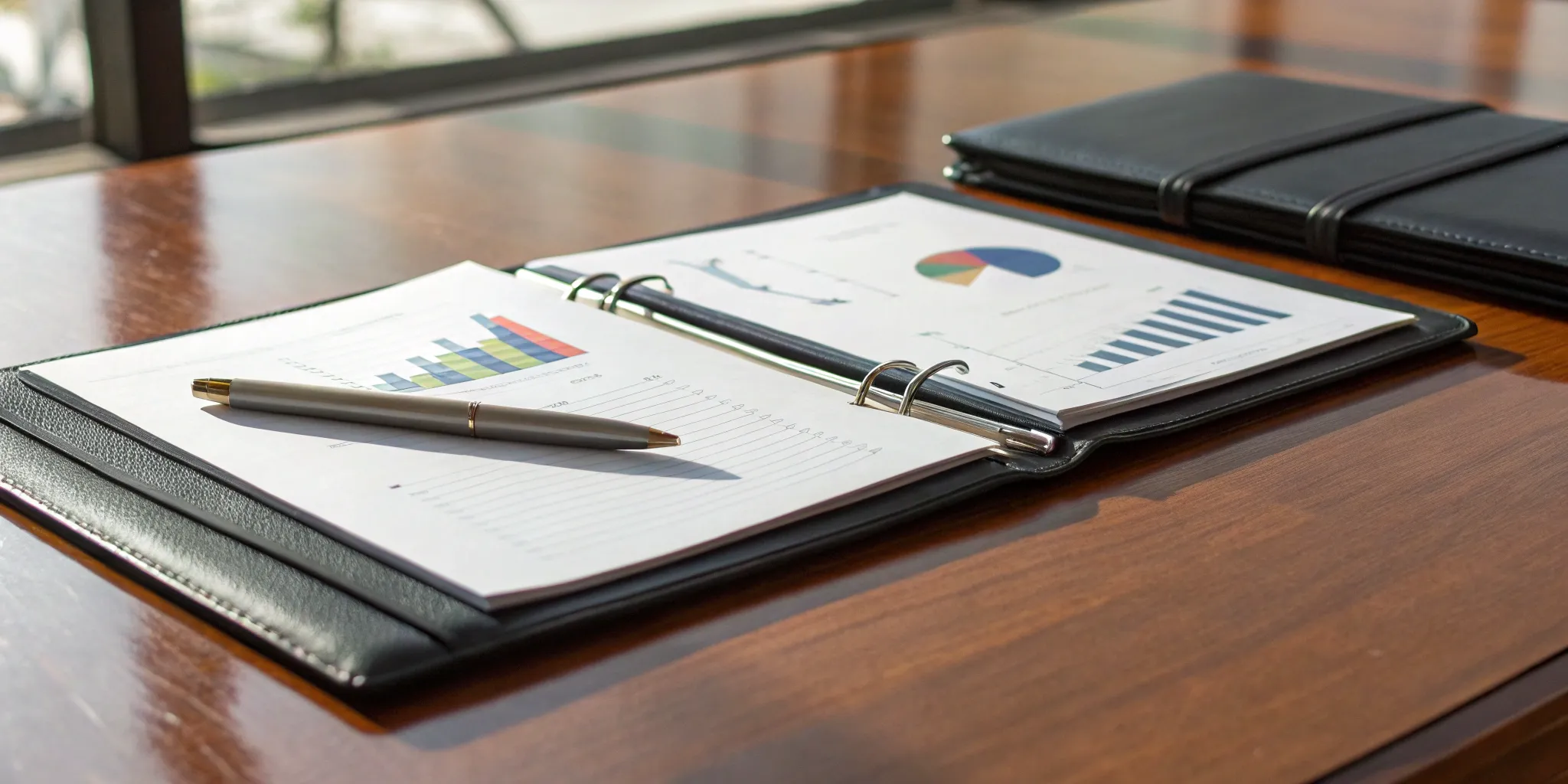 A binder of financial charts comparing an external audit vs an internal auditor.
