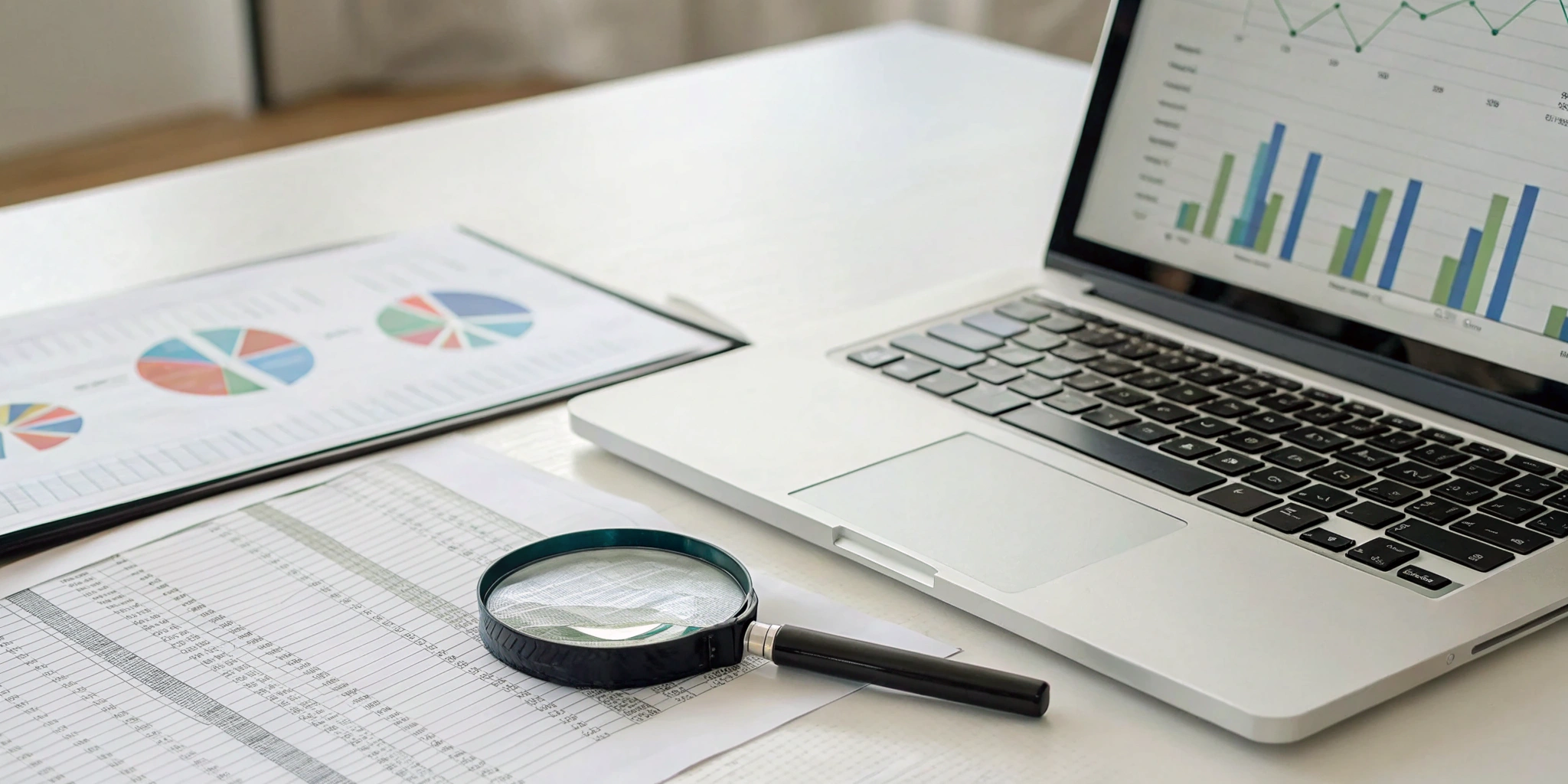 Performing an internal control assessment using charts and data on a laptop.