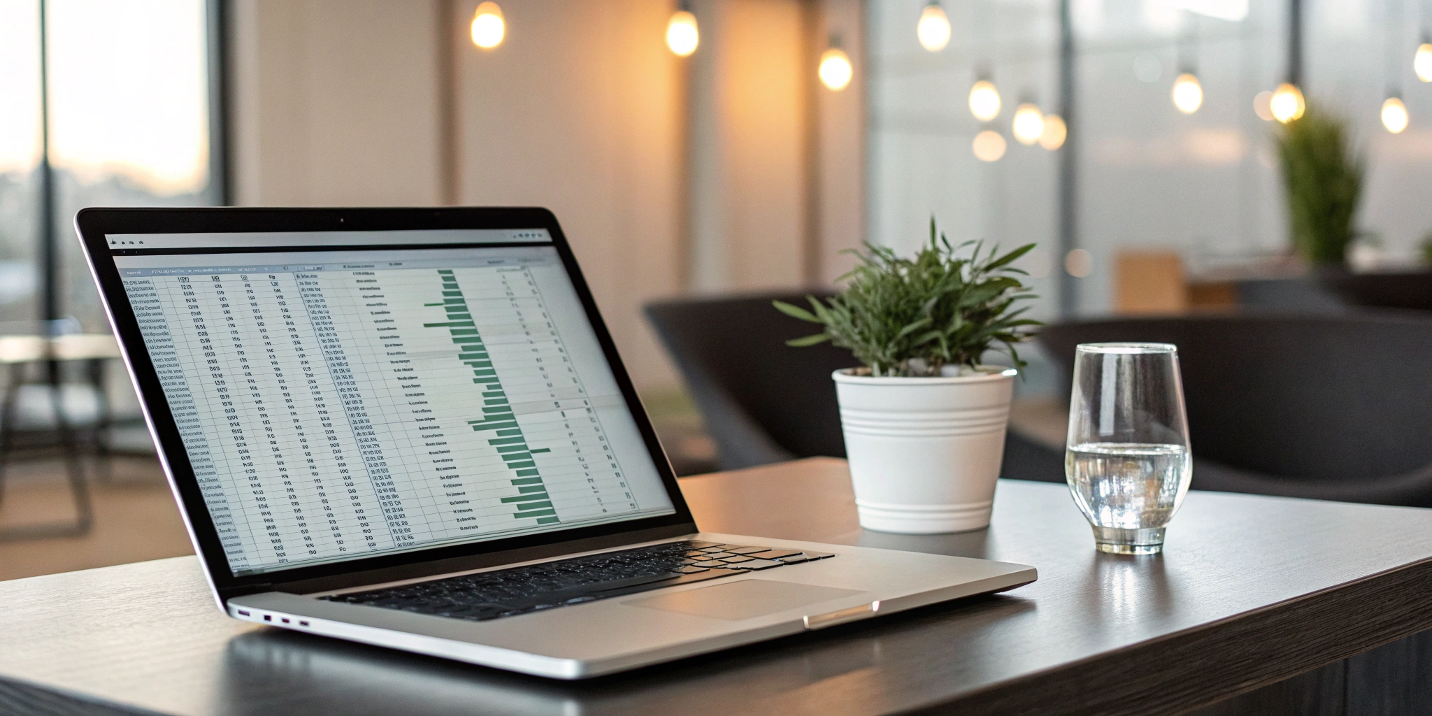A laptop showing PCAOB audit data for a cannabis firm next to a small plant.