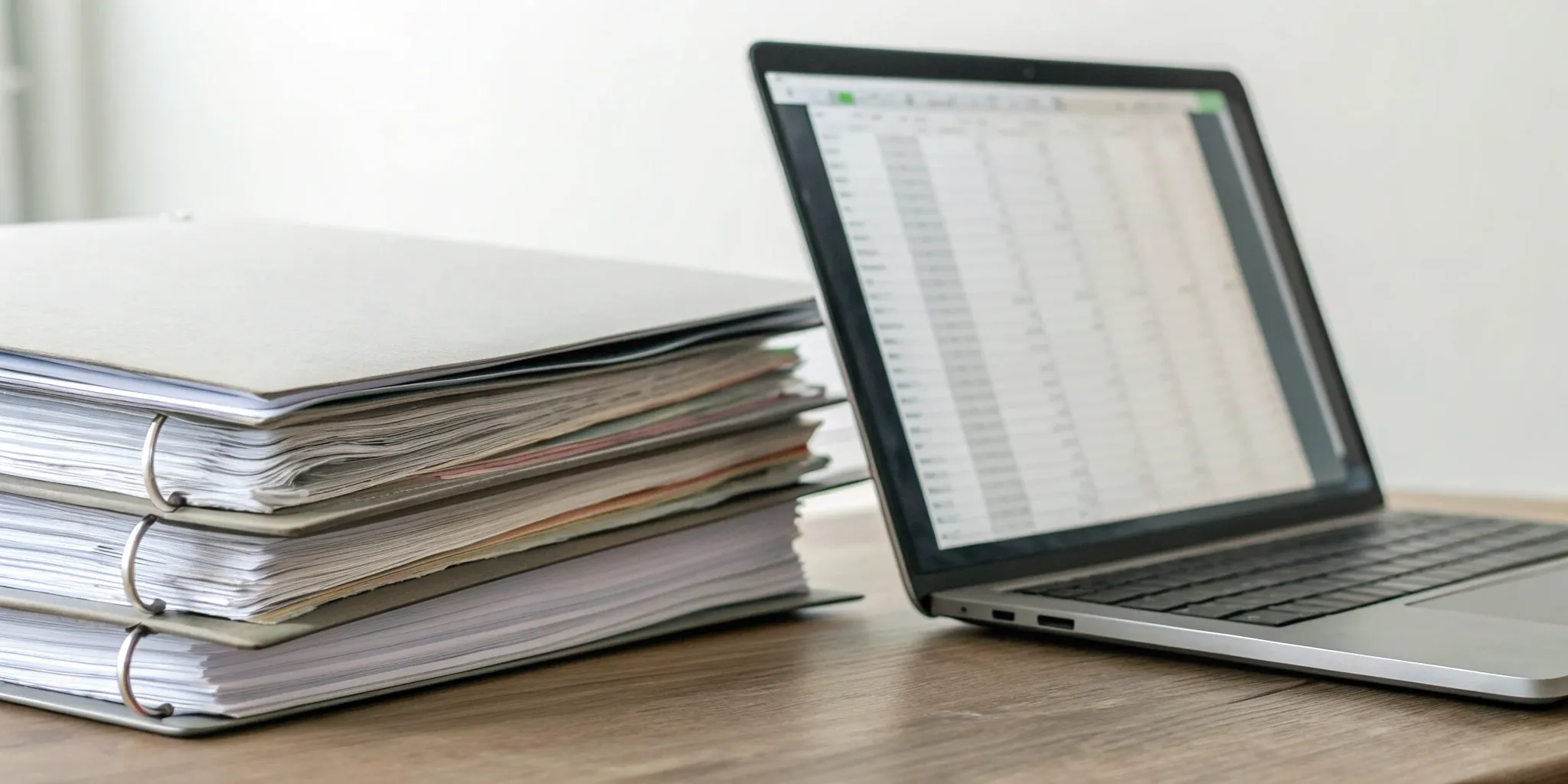 A laptop displaying SOX audit questions on a spreadsheet next to compliance binders.