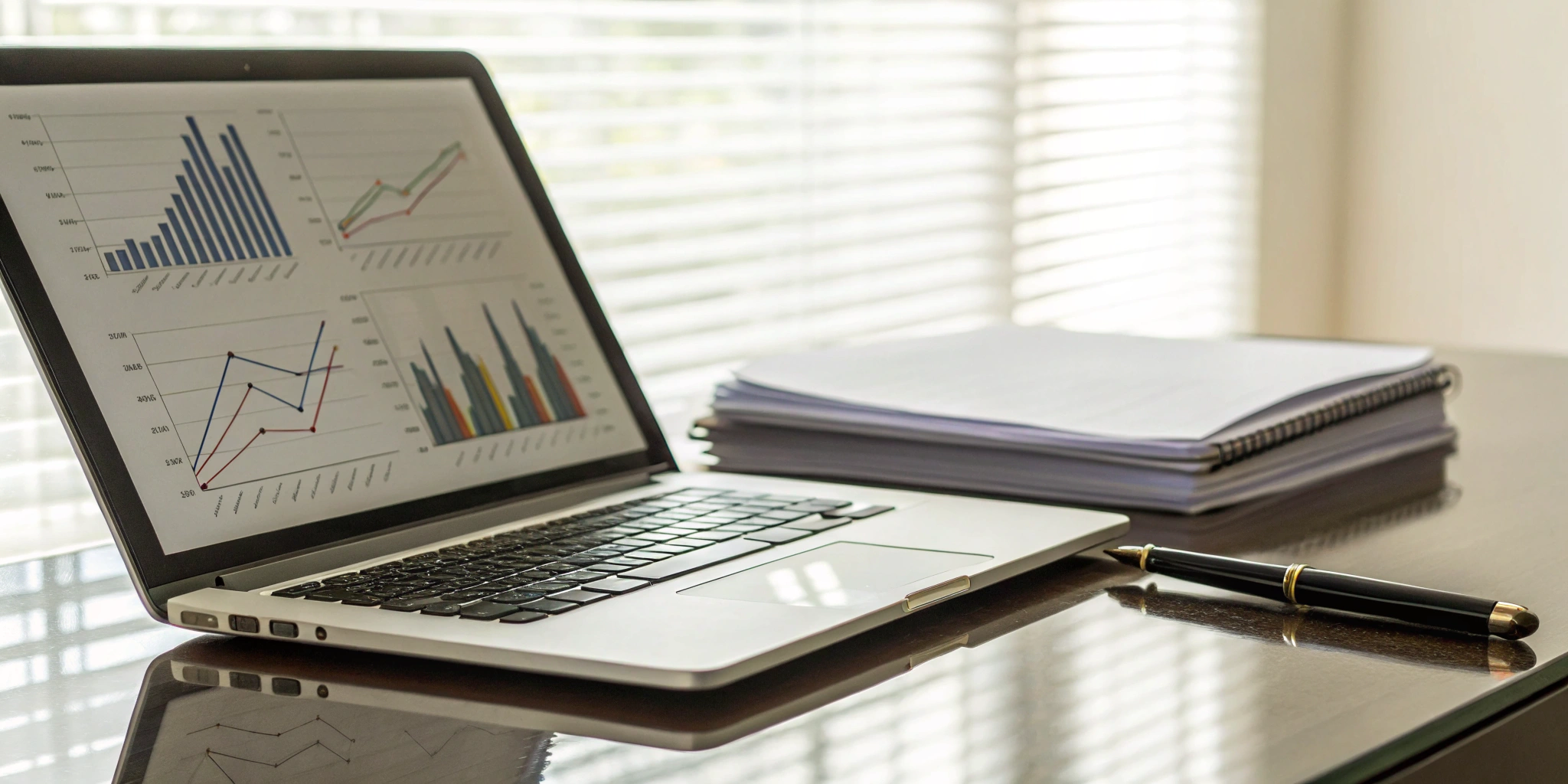 A laptop showing financial charts and documents during a SOX compliance audit.