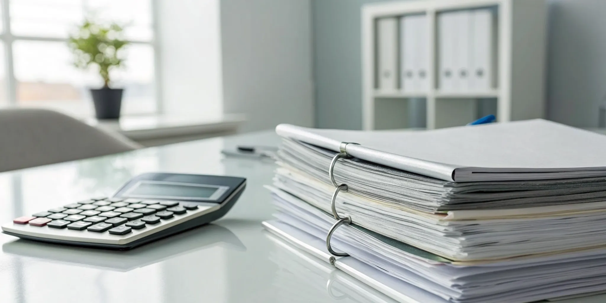 Financial documents and a calculator prepared for a non-profit organization audit.