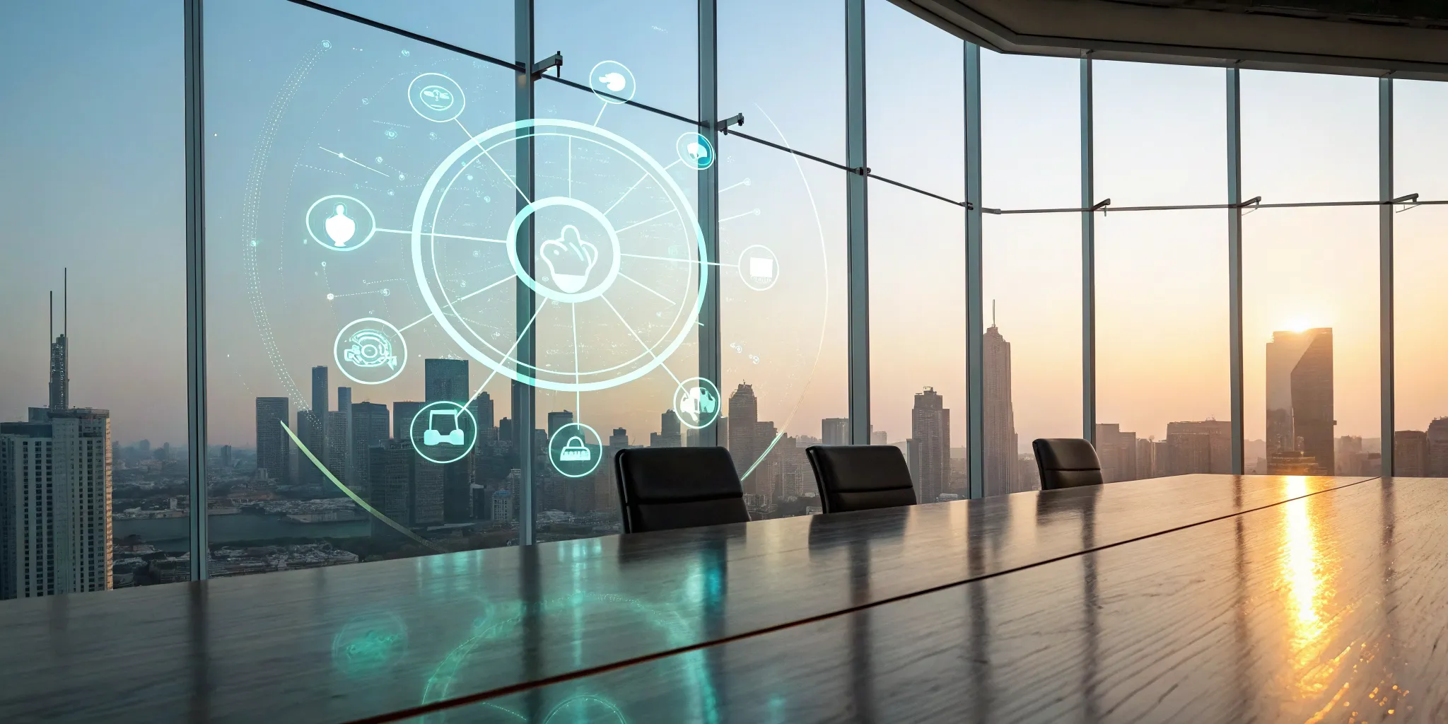 Examples of corporate tax planning strategies displayed in a modern office with a city skyline.