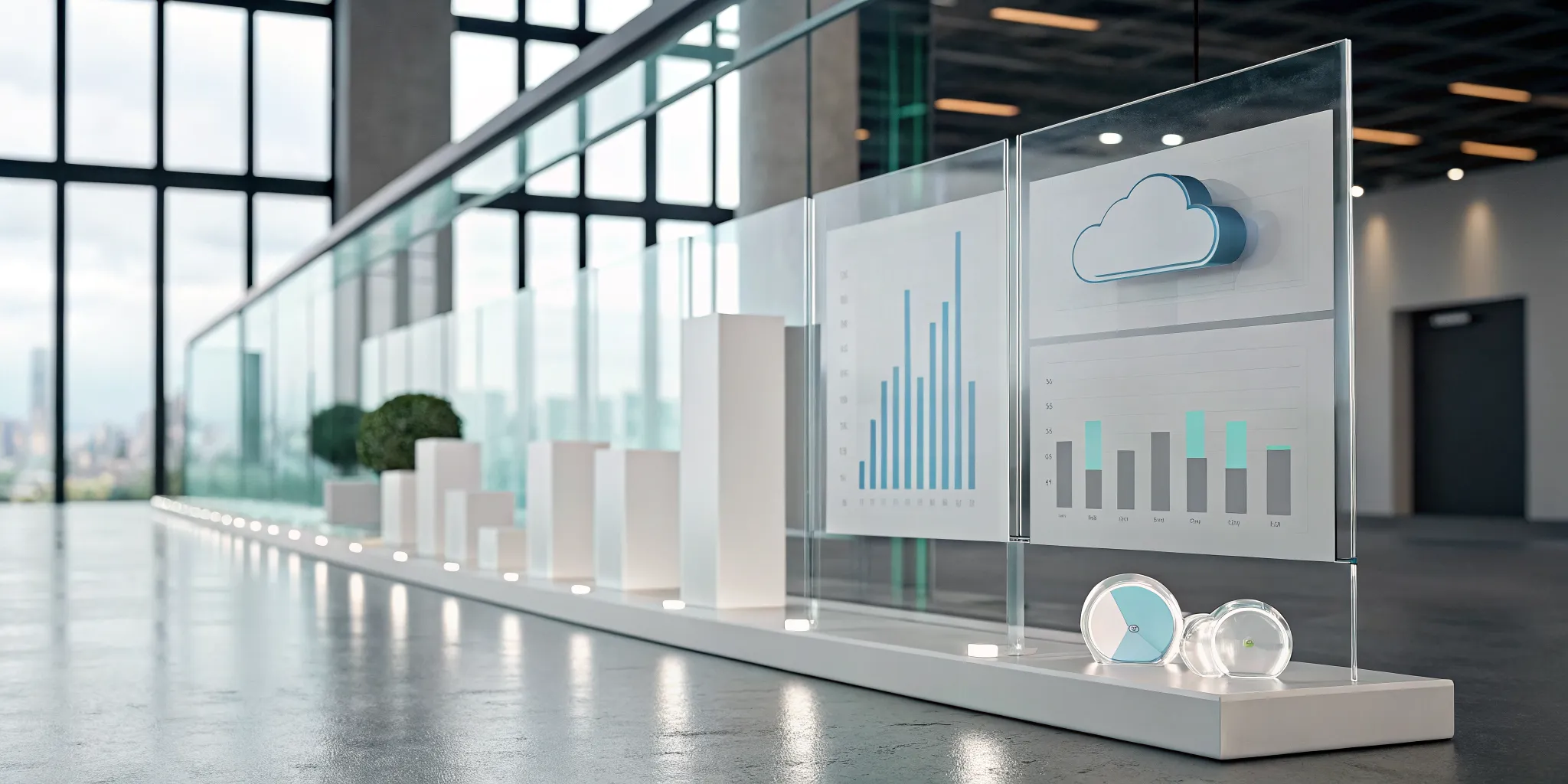 Digital dashboard showing charts with examples of SaaS revenue recognition for companies.
