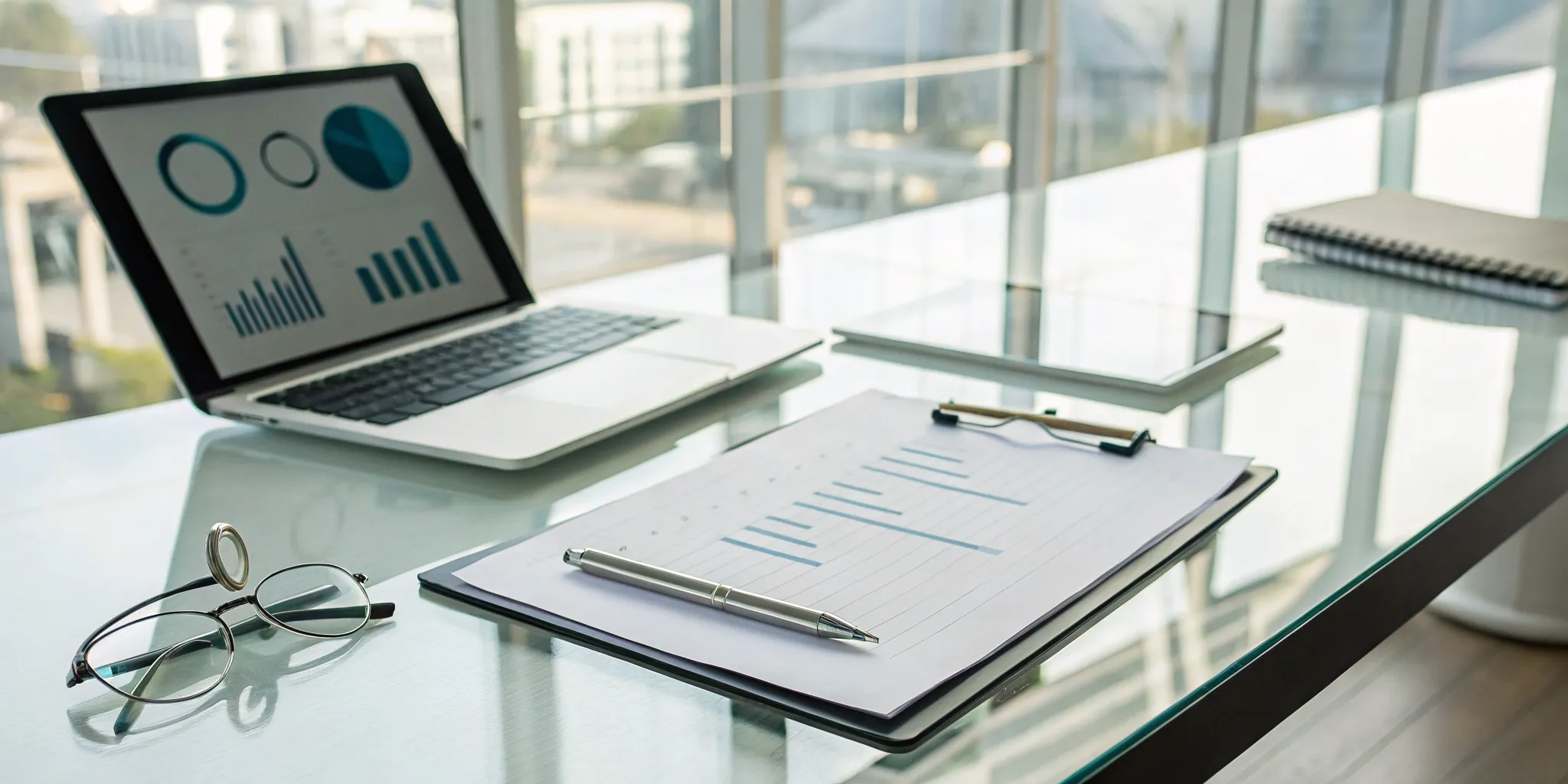 A laptop displaying a SOX compliance checklist alongside charts and documents on a desk.