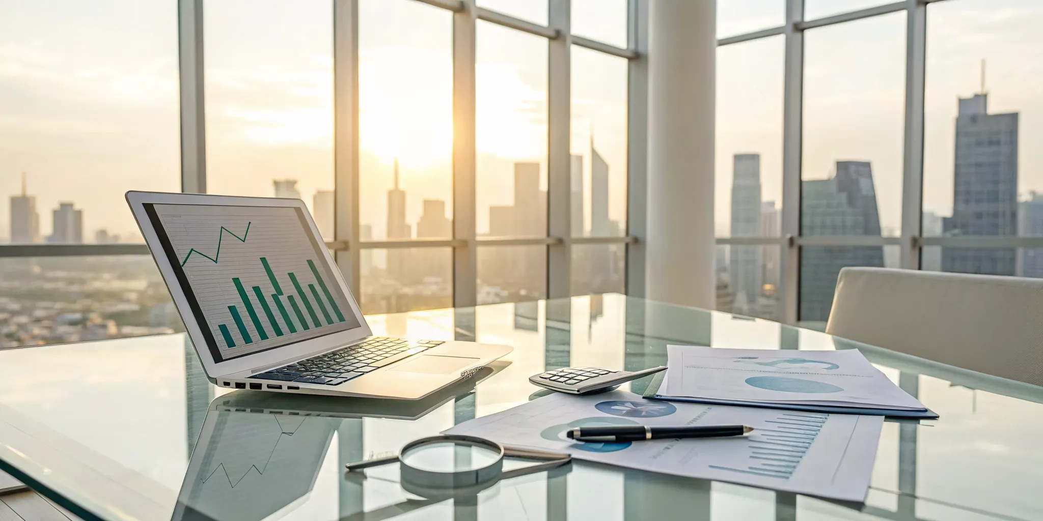 A desk with financial charts and documents for a SOX compliance internal audit.