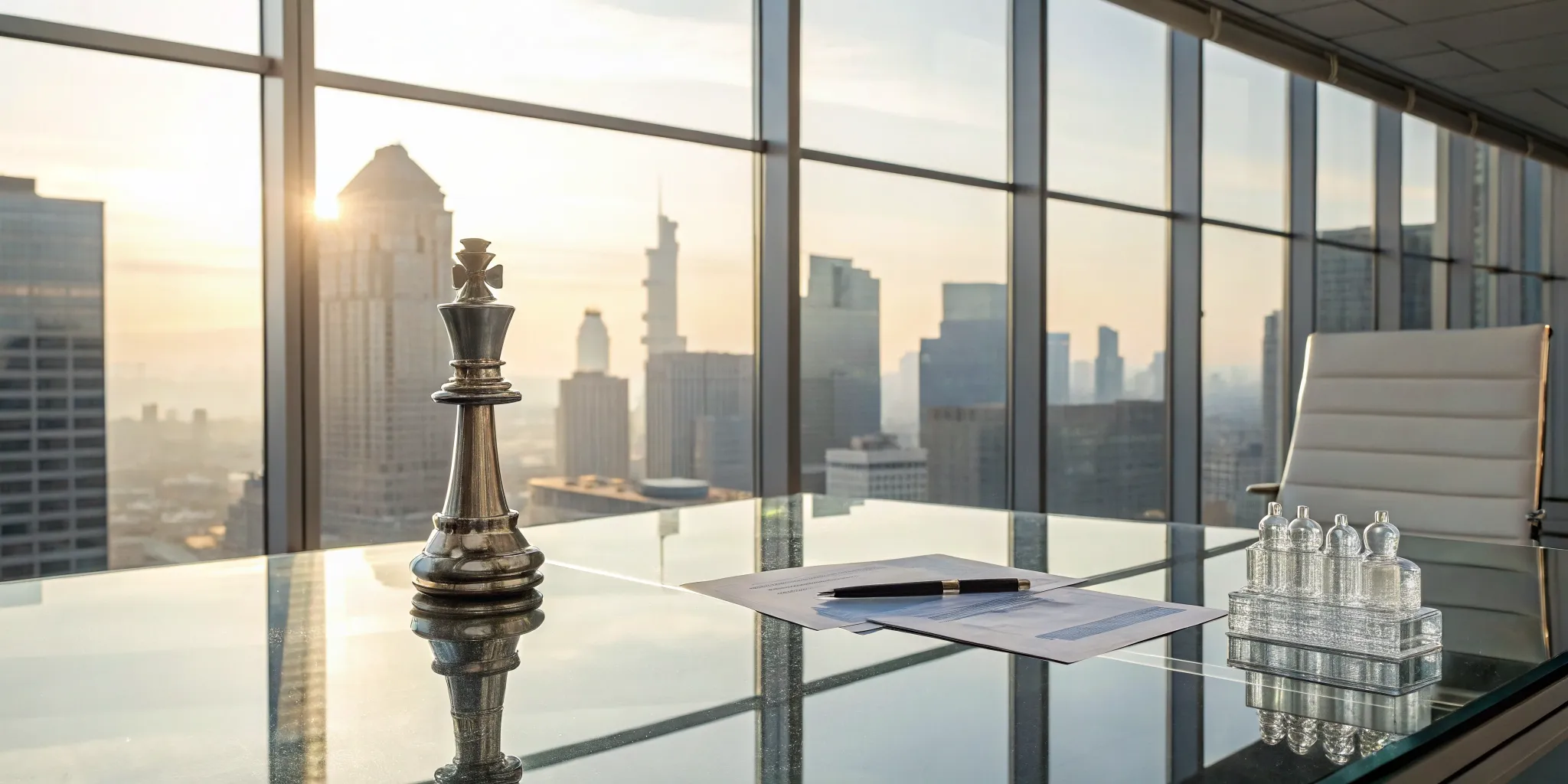 Chess pieces on a desk with documents for strategic corporate tax planning and reactions.